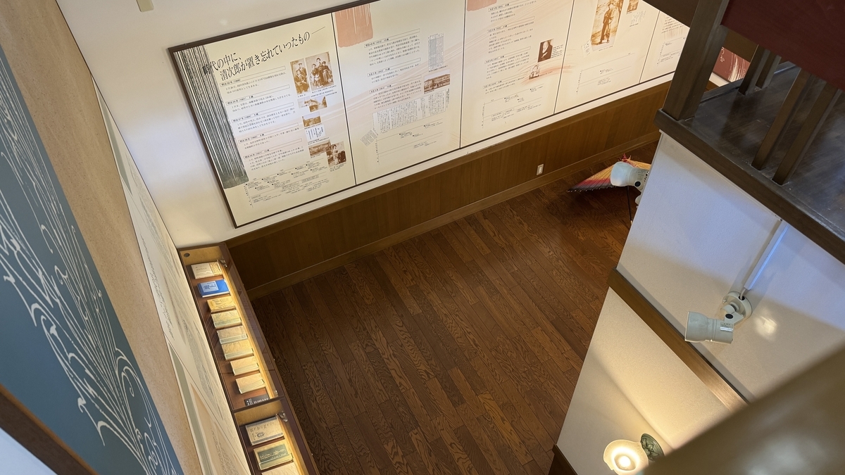 2階から見下ろす島田清次郎資料展示のある1階
