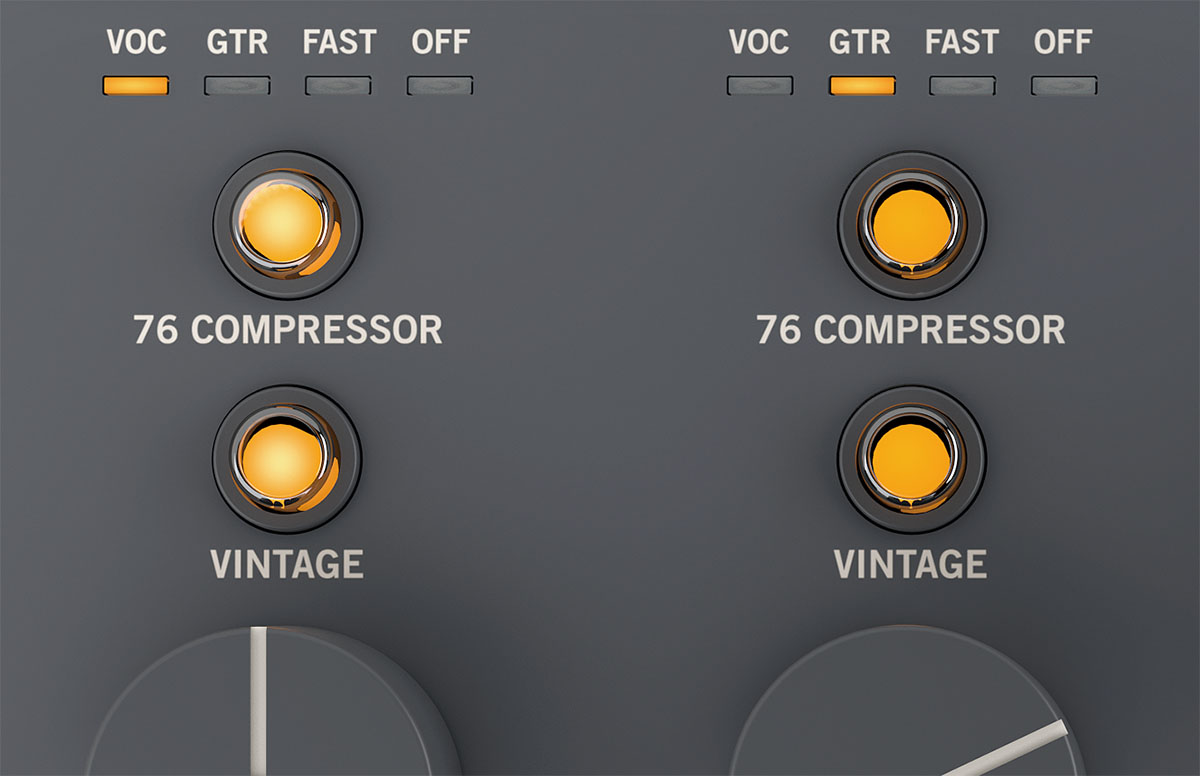 Volt 1とVolt 2にはVINTAGEモード、Volt 176とVolt 276、Volt 476にはVINTAGEモードに加え76 COMPRESSORという機能が備わっている