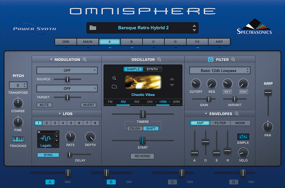 松永は音色の豊富さからソフト・シンセSPECTRASONICS Omnisphereを愛用。主旋律のシンセ・サウンドにはプリセットの“Baroque R etro Hybrid 2”を使用している