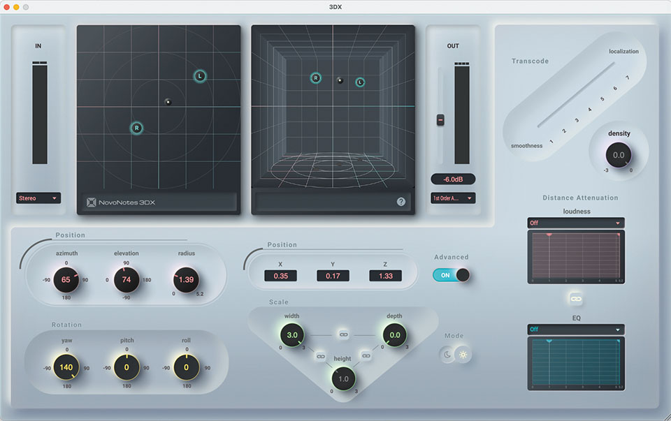 8chキューブから出力する音をパンニングさせるために使ったNOVONOTES 3DX。緩やかな動きから激しいものまで幾つかのパターンを用意し、演奏に合わせて選べるようにしていたそう