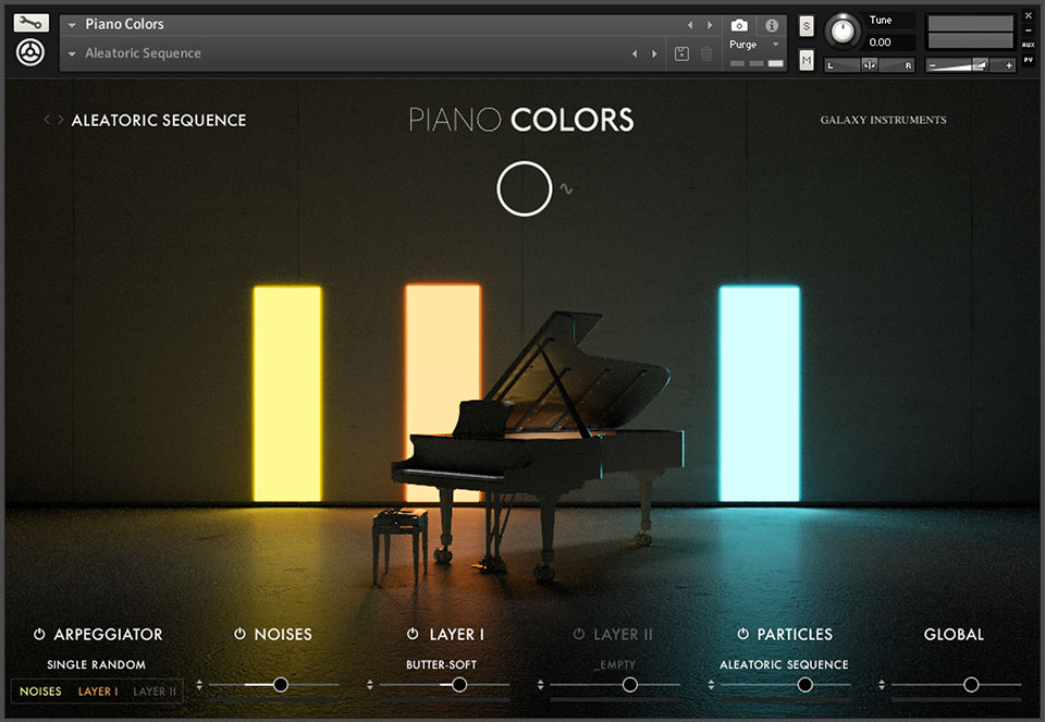 アコースティック・ピアノの特殊演奏に特化したソフト音源、NATIVE INSTRUMENTS Piano Colors。モジュレーションやリズミカルなサウンド生成に適したパーティクル・エンジンを搭載している