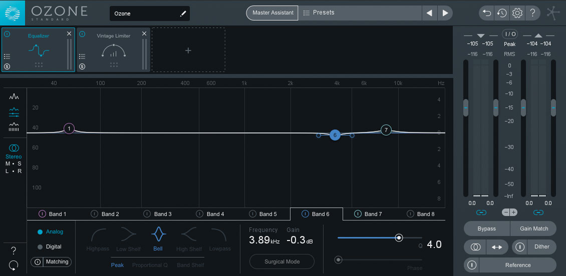 「トカトカ」のドラムをまとめたバスはAPI 2500でコンプレッションした後に、IZOTOPE OzoneのEQで質感を補正