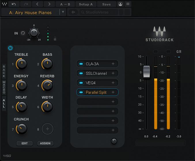 Airy House PianosのStudioRack画面
