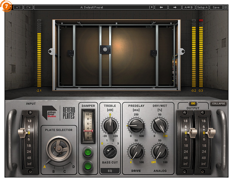 WAVES Abbey Road Reverb Plates。アビイ・ロード・スタジオ公認のリバーブ・プラグインで、同スタジオ常設のEMT 140プレート・リバーブをモデリングしている