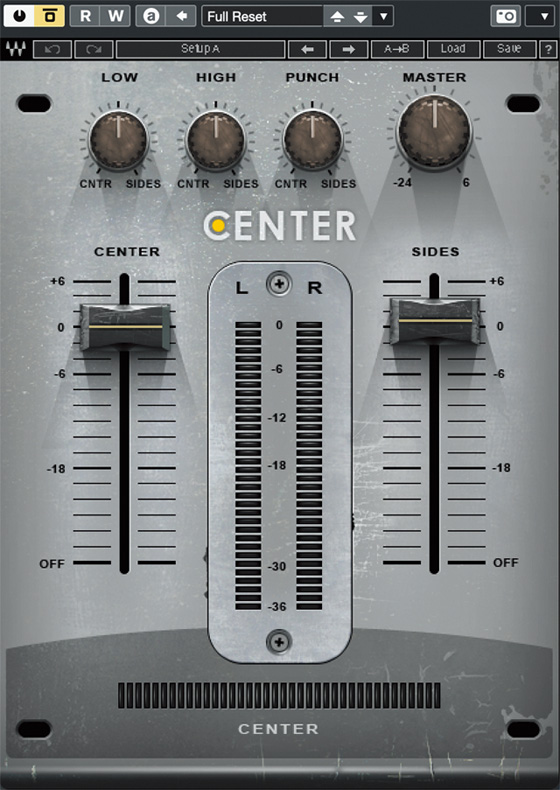 M/S処理を行う際に使用するWAVES Center。マスターのほか、ギターに挿すこともあるという