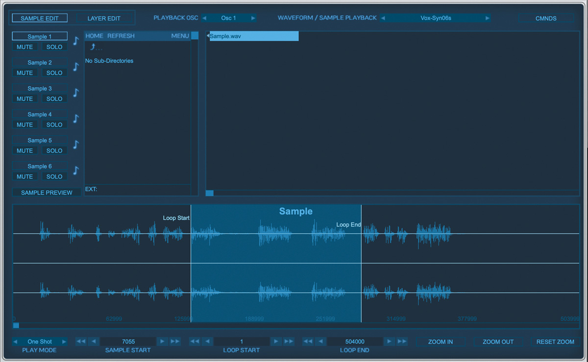 サンプルを読み込めるSAMPLES機能