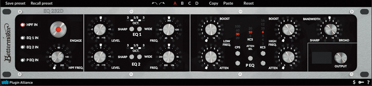 マスタリングで使用されたPLUGIN ALLIANCE Bettermaker EQ 232D