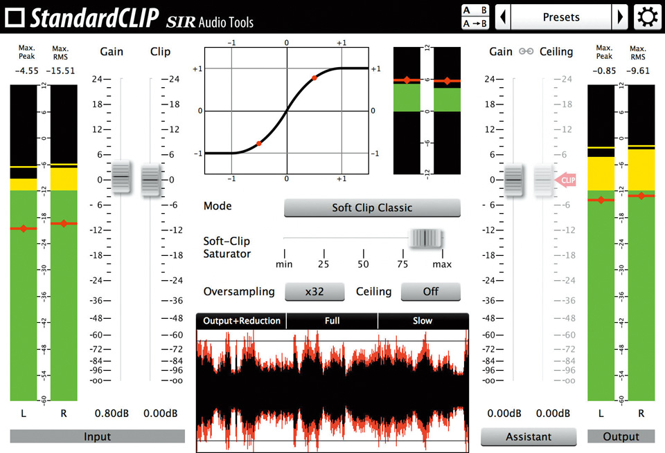 シンセ・ベースに用いたクリッパー・プラグイン、SIR AUDIO TOOLS StandardCLIP。さまざまなクリッピング・カーブを設定することができる