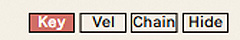 “どう重ねるか”を決めるボタン。“Key”は音階ごとに鳴らす音を設定するキーゾーン、“Vel”はベロシティの強弱によって音を設定するベロシティゾーン、“Chain”はマクロコントロールへのマッピングによって鳴らす音を変えるチェーンセレクトゾーンによって設定が可能となっている