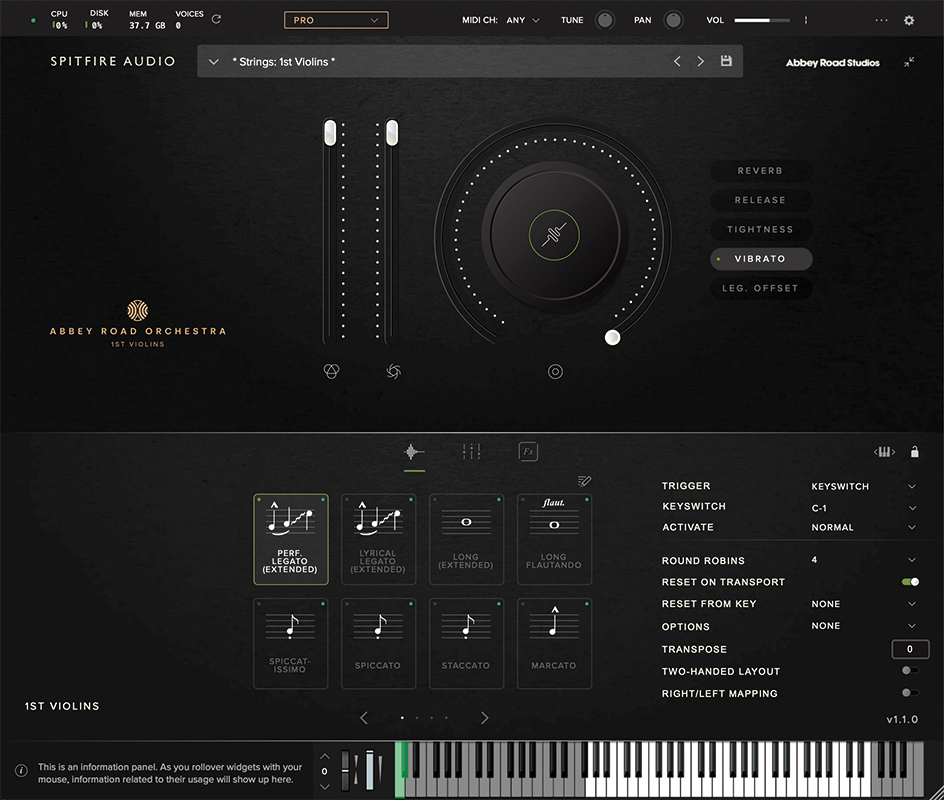 SPITFIRE AUDIO ABBEY ROAD ORCHESTRA: 1ST VIOLINS PROFESSIONAL レビュー：９種類のレガート奏法や16種類のマイク設定を収録した1stバイオリン音源