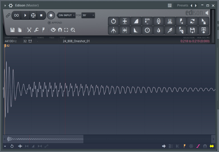 Channel Sampler上でcommandキー+E(Windowsはctrlキー+E)を押すことでも出現させることができる、オーディオエディター/レコーダープラグインのEdison。簡単にサンプル素材のキー検出ができるので重宝します。ProducerとSignatureエディションに付属