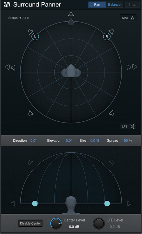 ベッドへの配置を行うための標準搭載パンナーSurround Panner