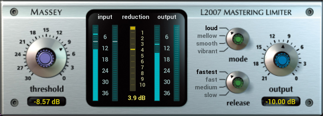 ❼リミッターのMassey Plugins L2007 mastering limiterでより安定を追求