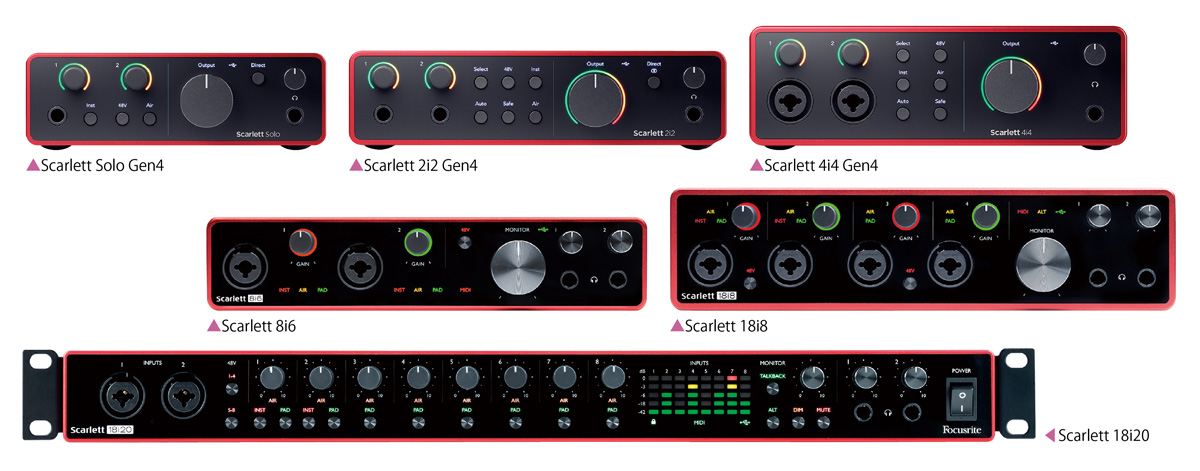 FOCUSRITE Scarlett Solo Gen4 / 2i2 Gen4 / 4i4 Gen4 / 8i6 / 18i8 / 18i