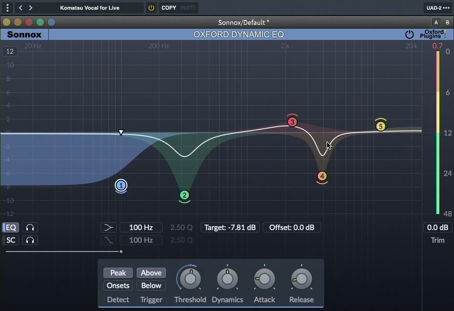 ボーカルのピーク抑制に使うSonnox Oxford Dynamic EQ