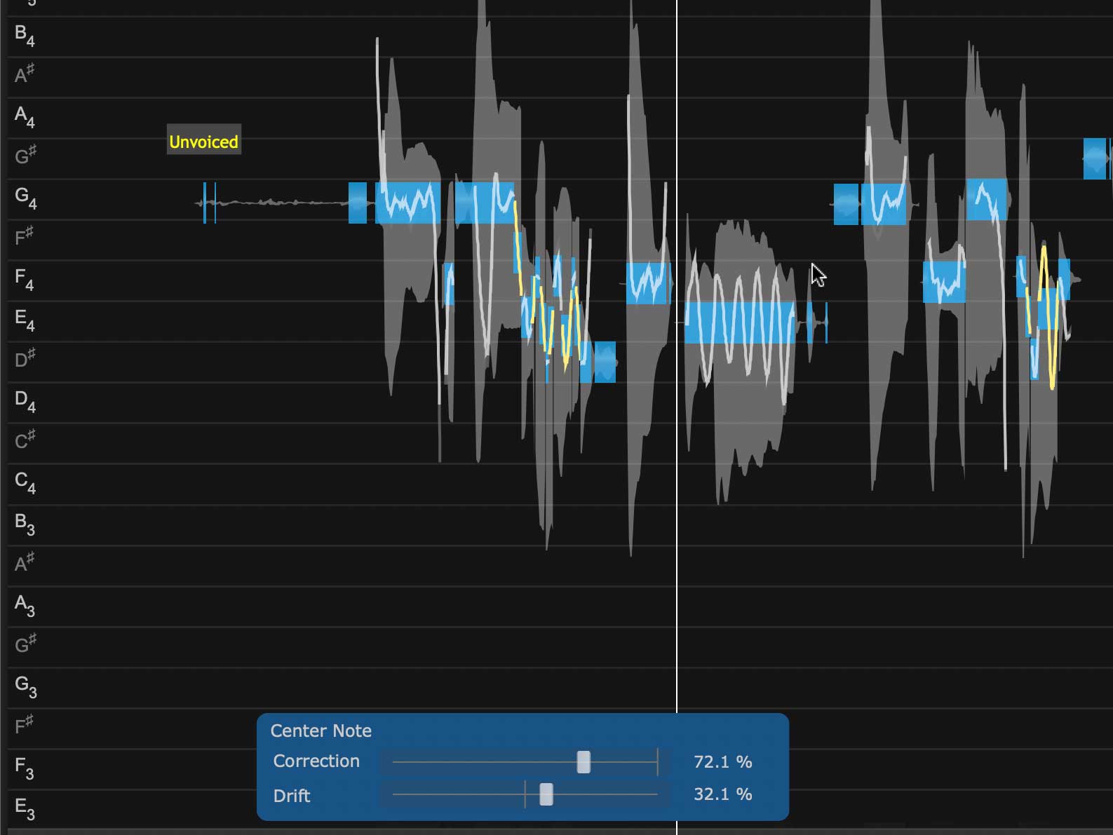 Center Note Toolsを使うと、2つのスライダーだけで大まかなピッチ補正が行える
