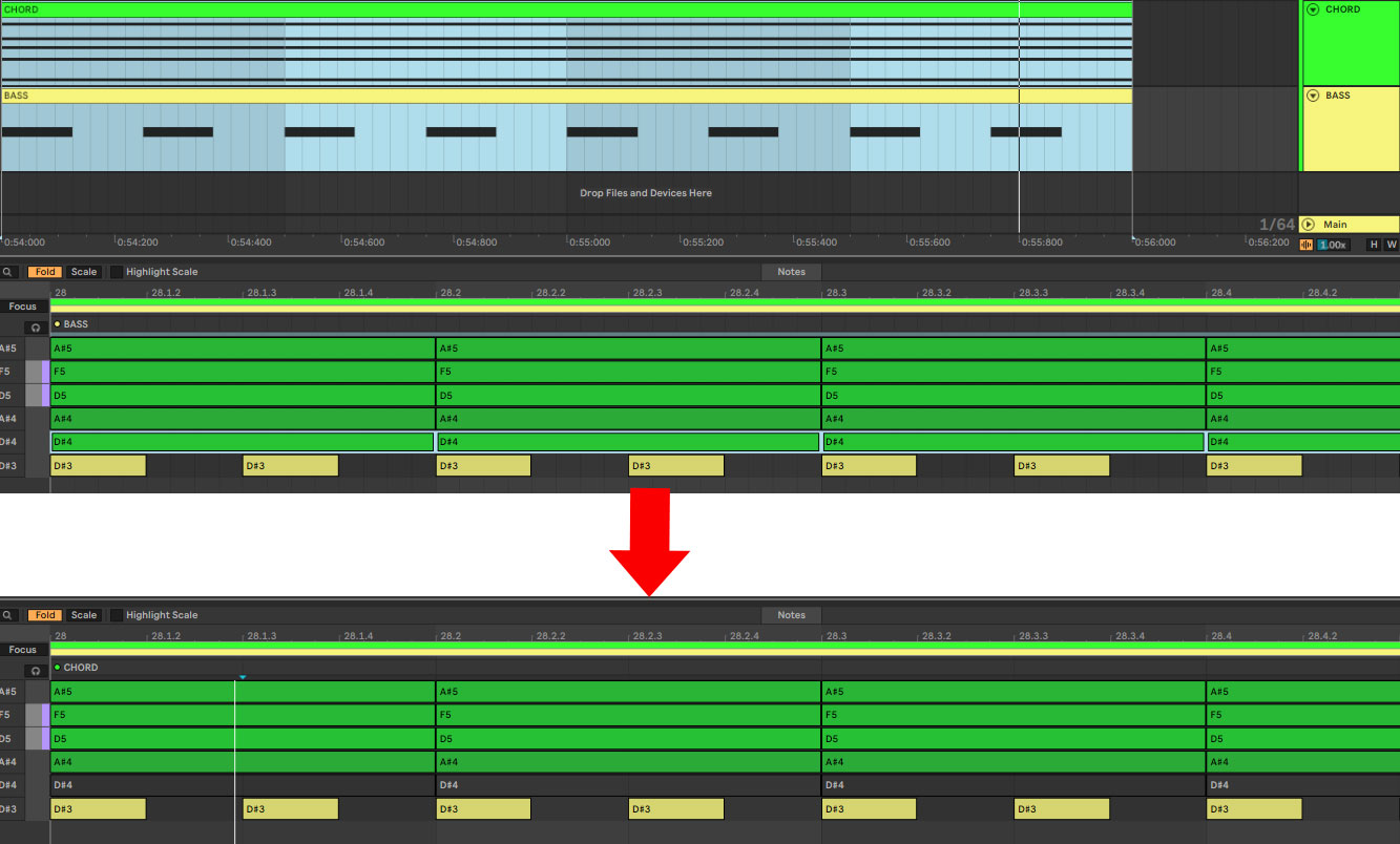 MIDI before after