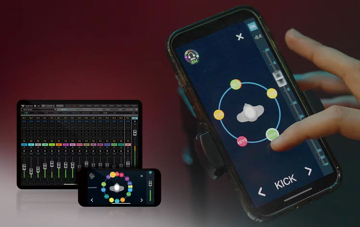 イヤー・モニターのプロセッサーeMo IEMは、eMotion LV1を有料でソフトウェア・アップグレードすることで使用可能。WAVESのNXバイノーラル技術を採用することでモニター出力の360度パンニングを可能にし、演奏者のイン・イヤー・ミックスをより没入感あるサウンドにできる