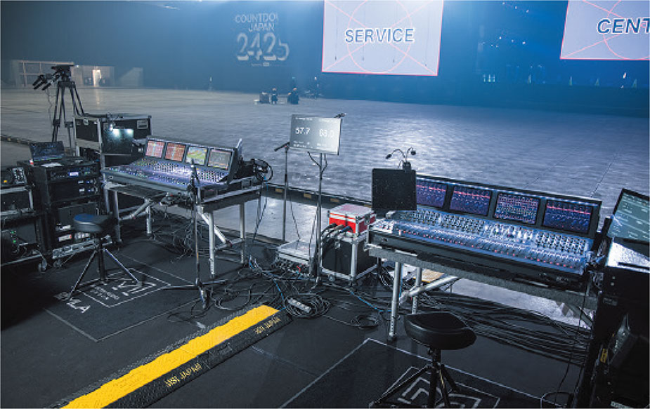 EARTH STAGEのPAブース。メイン・コンソールとして、VENUE｜S6L-32DをA面／B面で採用している