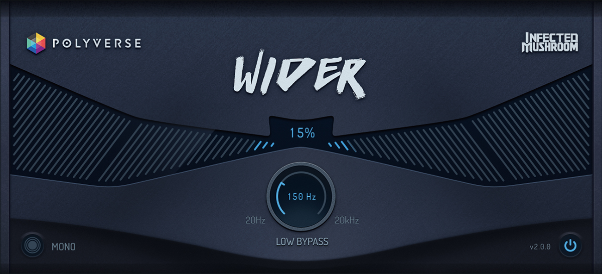 POLYVERSE Wider 2は、モノラル信号のステレオ・イメージを最大200％広げることが可能なフリー・プラグイン。筆者はベースの存在感を高めるために利用している