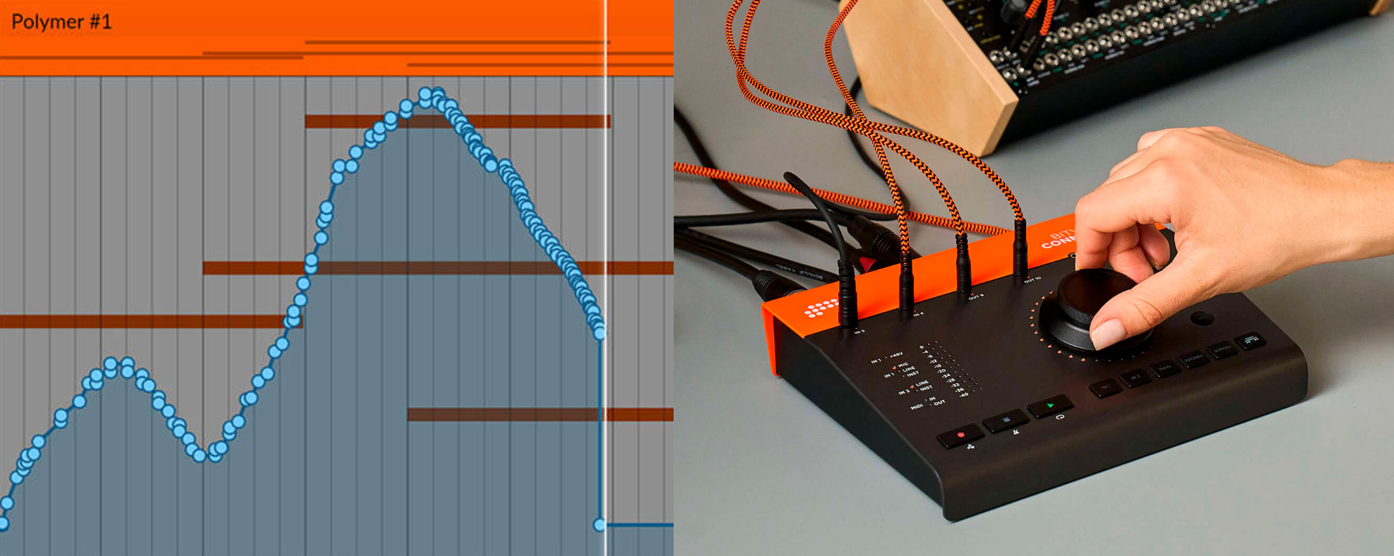 中央のダイヤルはBitwig Studio内のオートメーションの描画に使用することも可能
