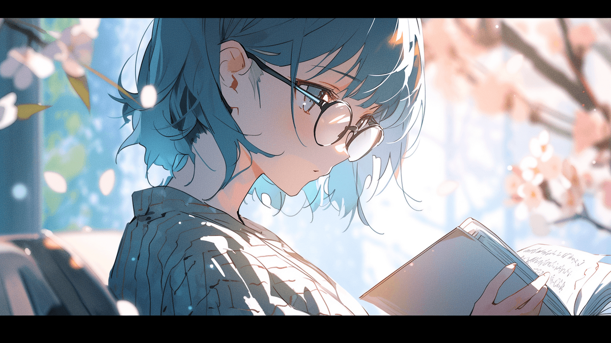 同人誌を読んでいるメガネをかけた美人な女性