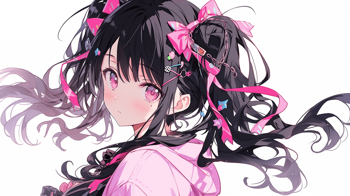 紫の服を着た黒髪ツインテールの女の子