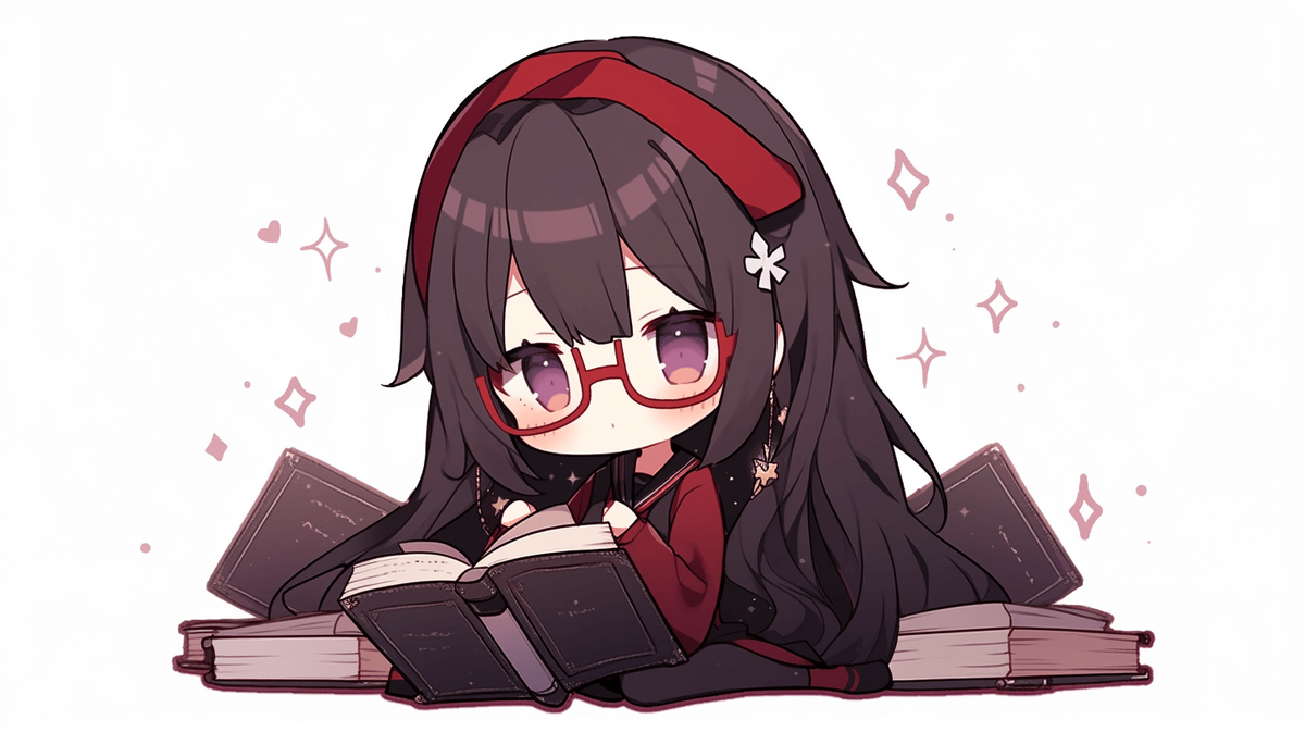 同人誌を読んでいるメガネをかけた可愛い女の子