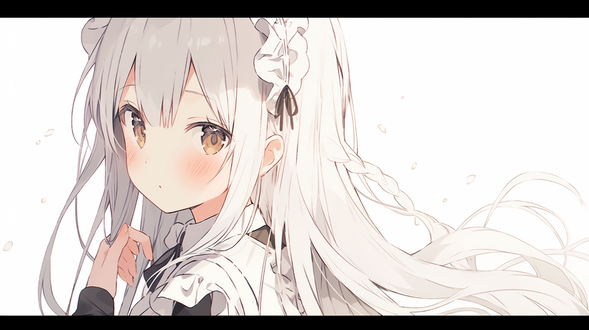 銀髪ロングヘアのメイドさん