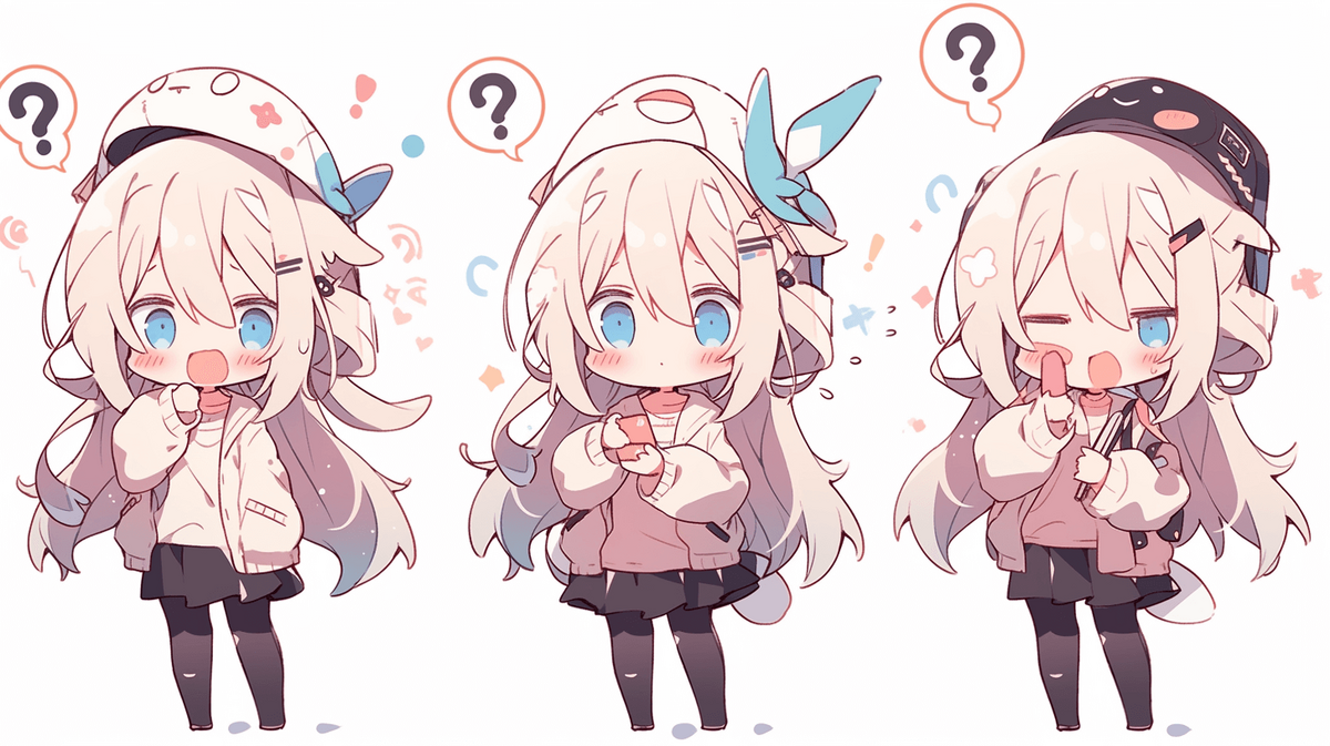 ロングヘアの可愛いちびキャラの女の子
