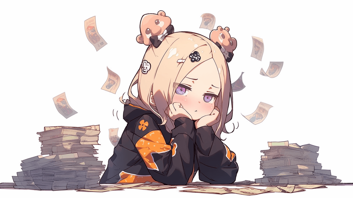 肘をついて考えている女の子