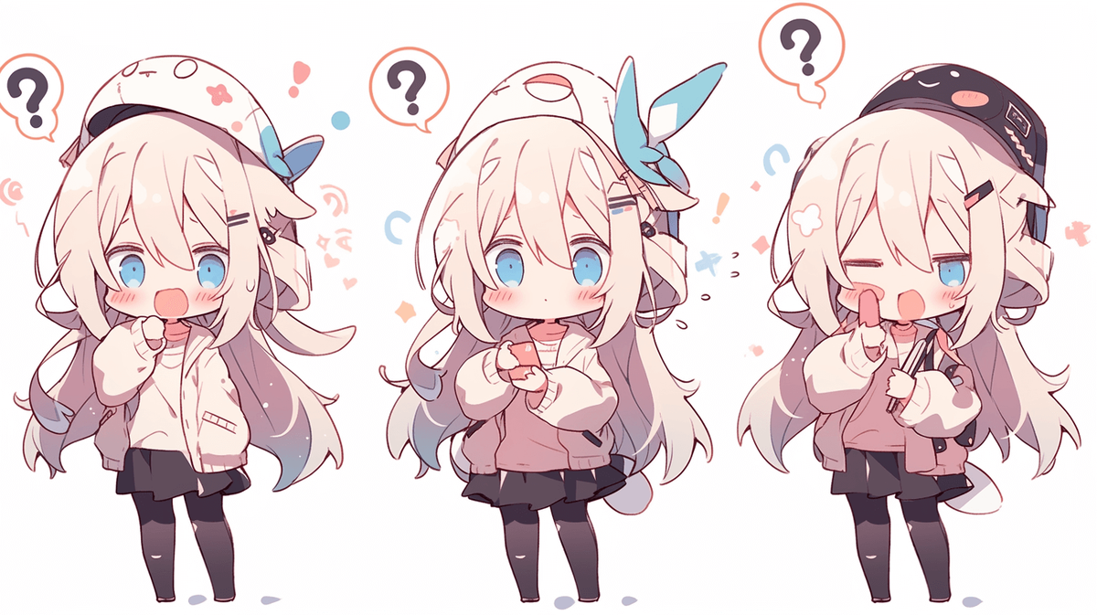髪の長いちびキャラの女の子