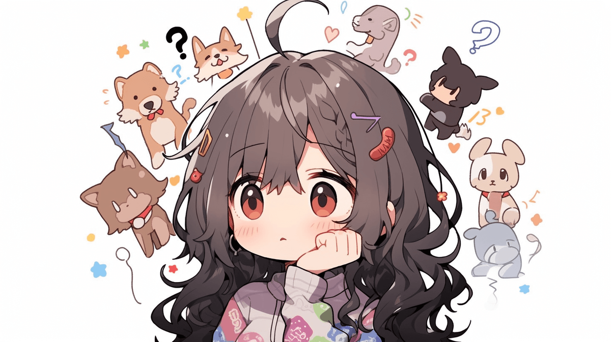疑問に思っている茶髪ロングヘアの女の子