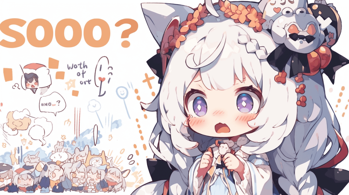 全身白色コーデのちびキャラの女の子