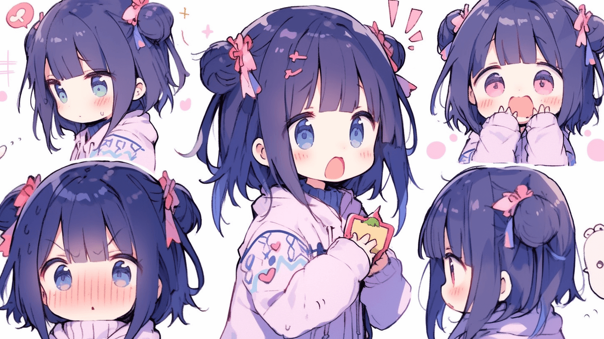 藍色の髪のちびキャラの女の子