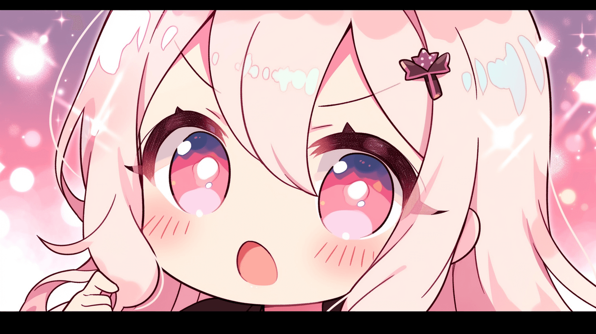 疑問に思っているちびキャラの女の子
