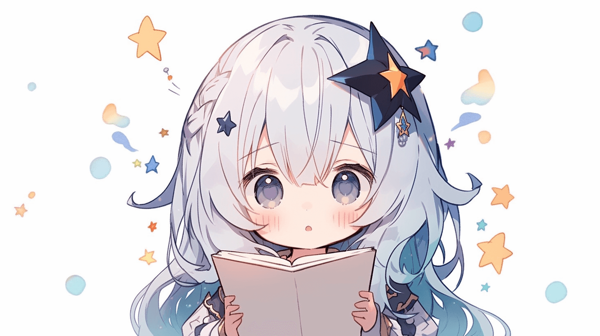 本を読んでいるちびキャラの女の子