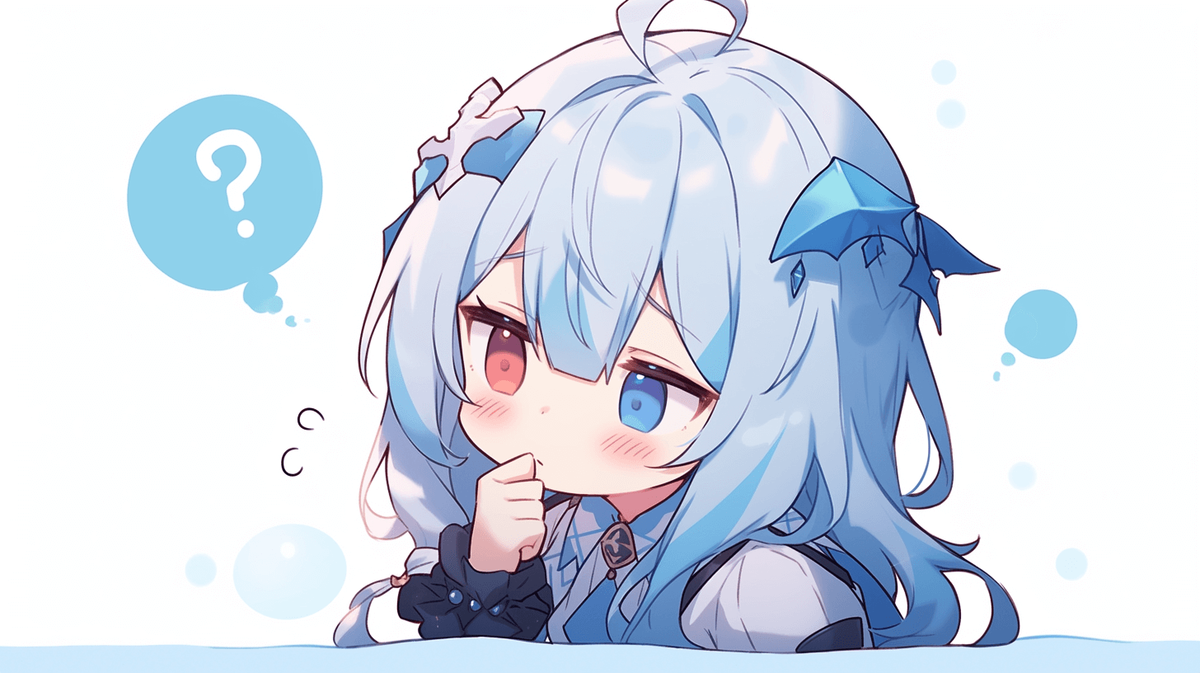 疑問に思っているちびキャラの女の子