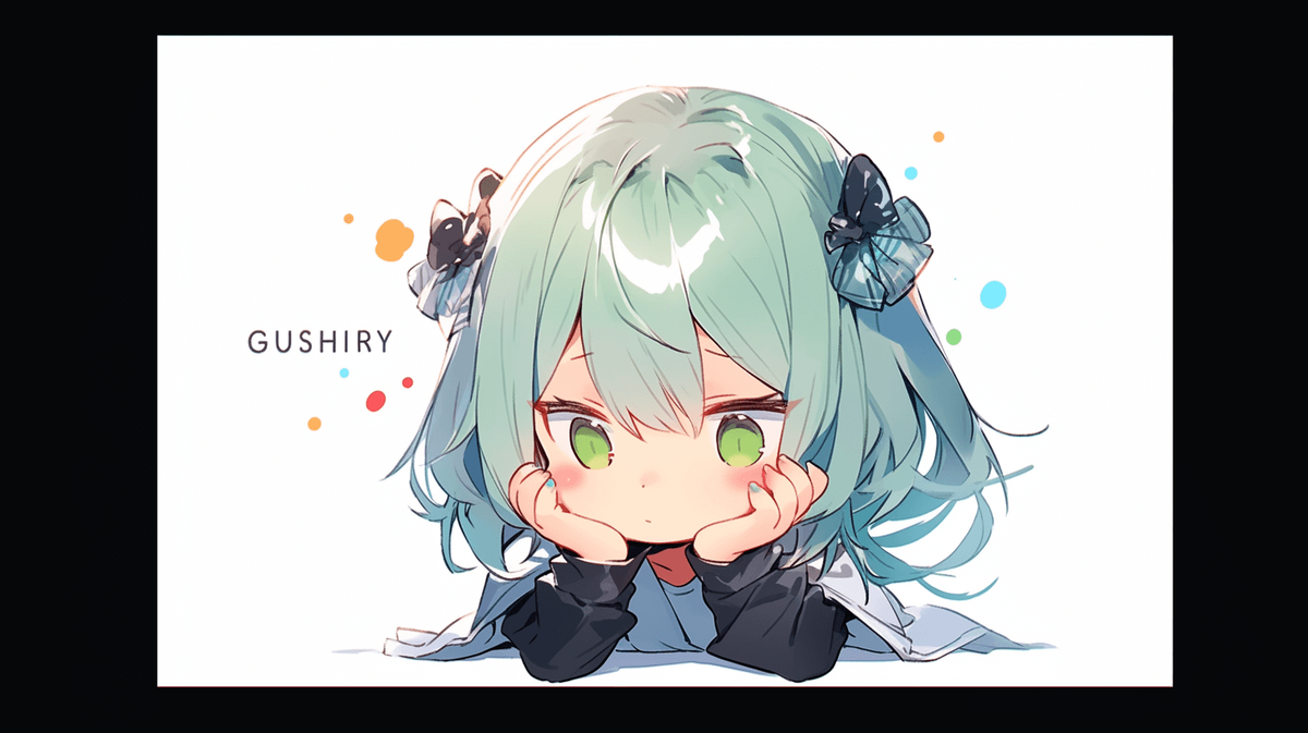 疑問に思っているちびキャラの女の子