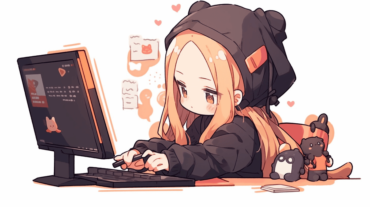 ゲームをしているちびキャラの女の子
