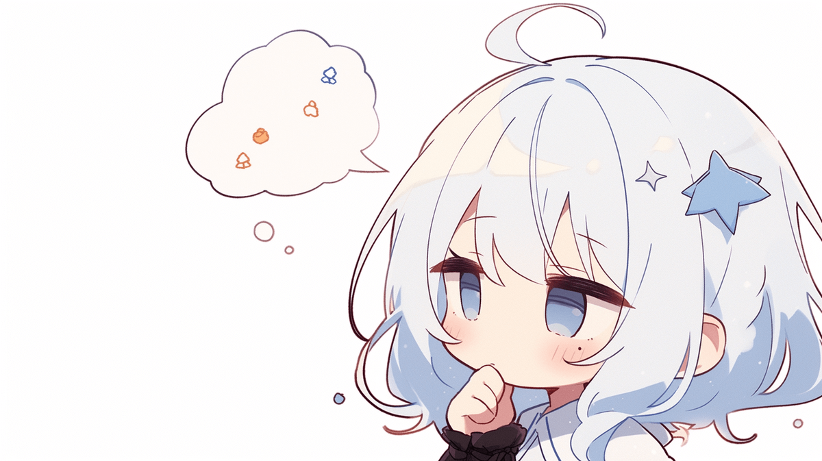 疑問に思っているちびキャラの女の子