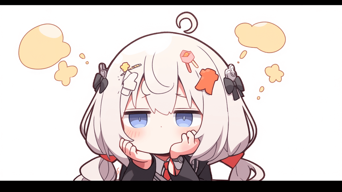 疑問に思っているちびキャラの女の子