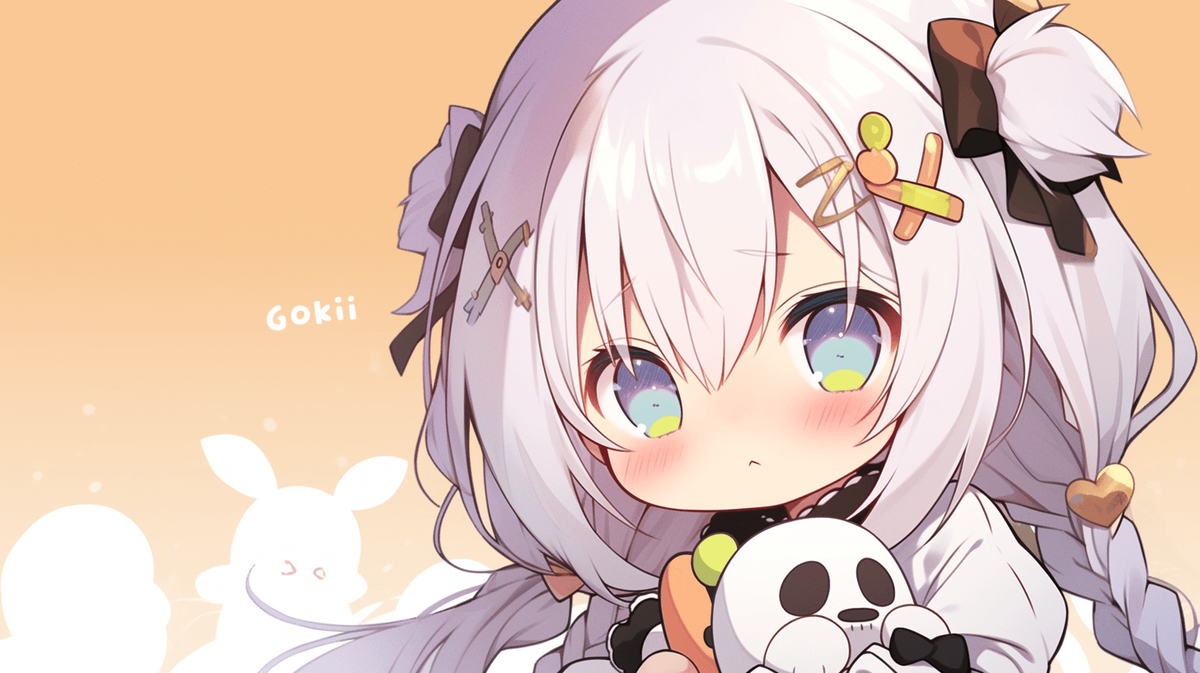 疑問に思っているちびキャラの女の子