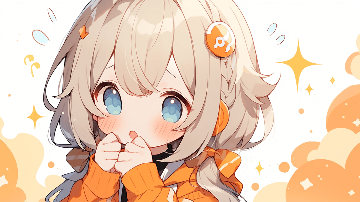 疑問に思っているちびキャラの女の子