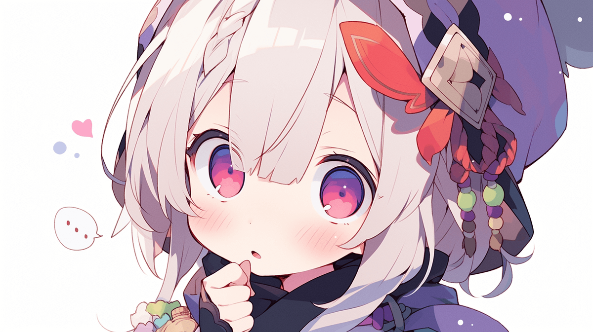 疑問に思っているちびキャラの女の子