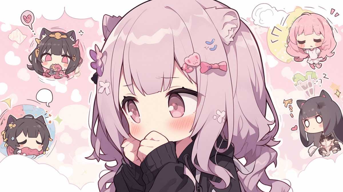 疑問に思っているちびキャラの女の子