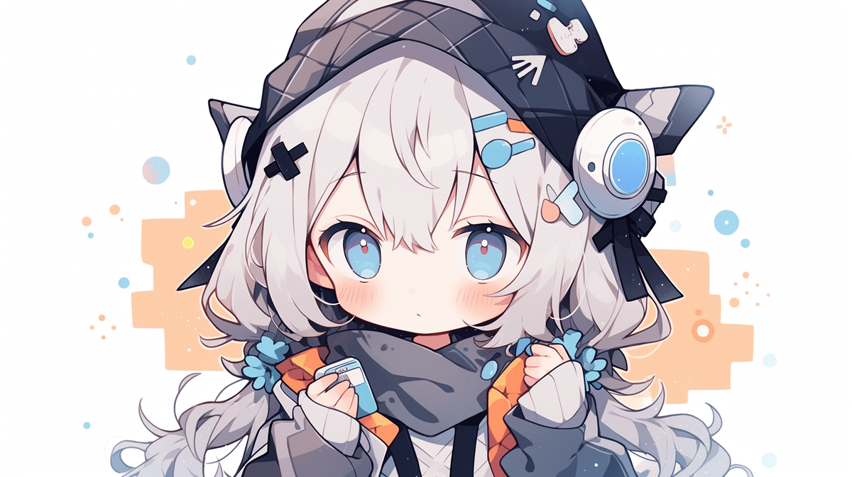 疑問に思っているちびキャラの女の子