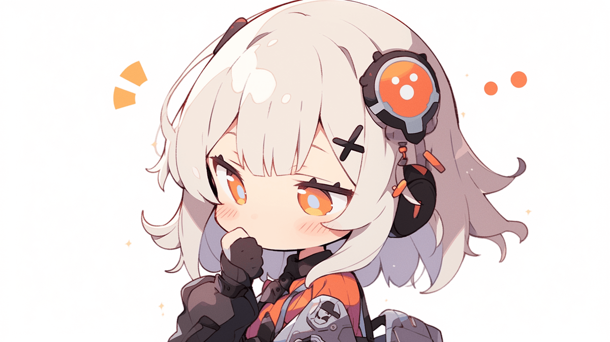 疑問に思っているちびキャラの女の子