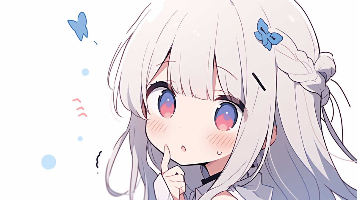 疑問に思っているちびキャラの女の子