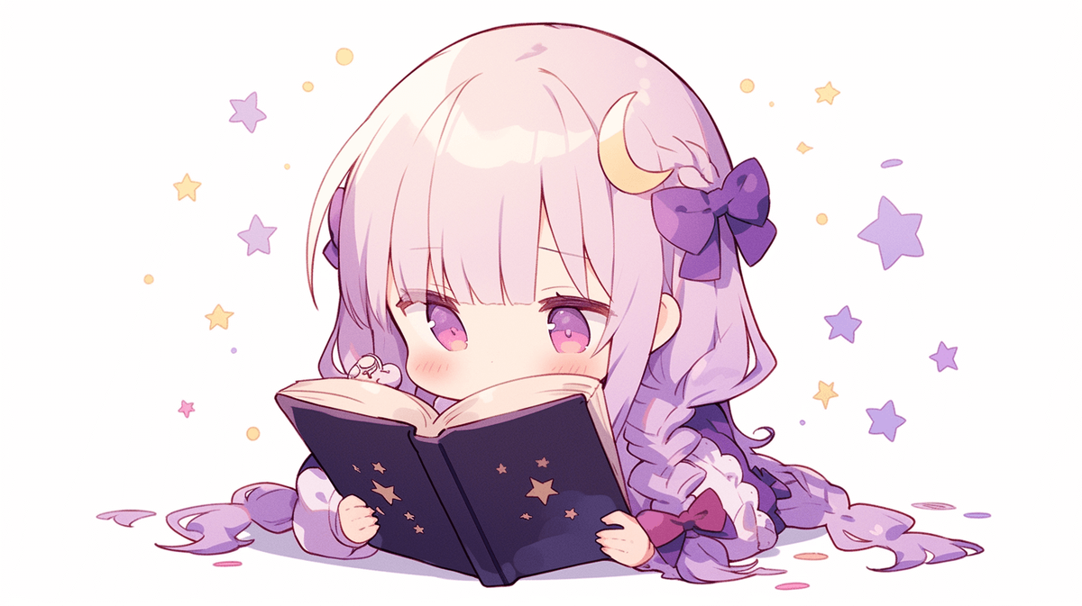 疑問に思っているちびキャラの女の子